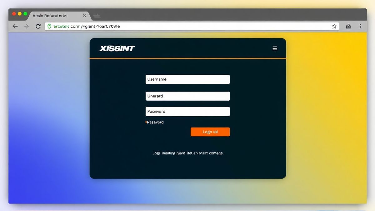router admin login page interface in browser, clean UI, showing username and password fields