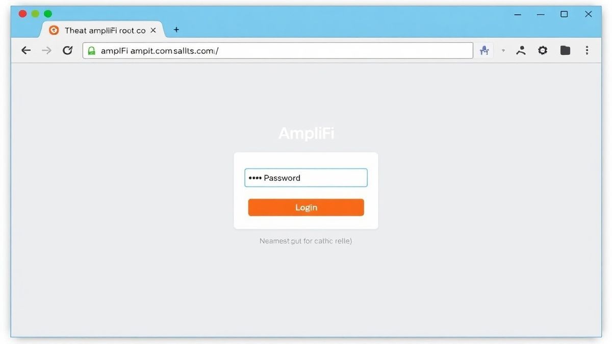 AmpliFi router login page interface in a web browser, showing password field and login button