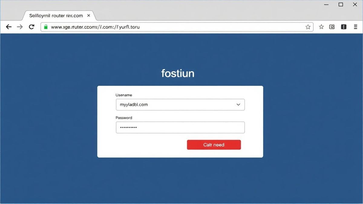 router admin login page interface in browser, showing username and password fields, clean UI