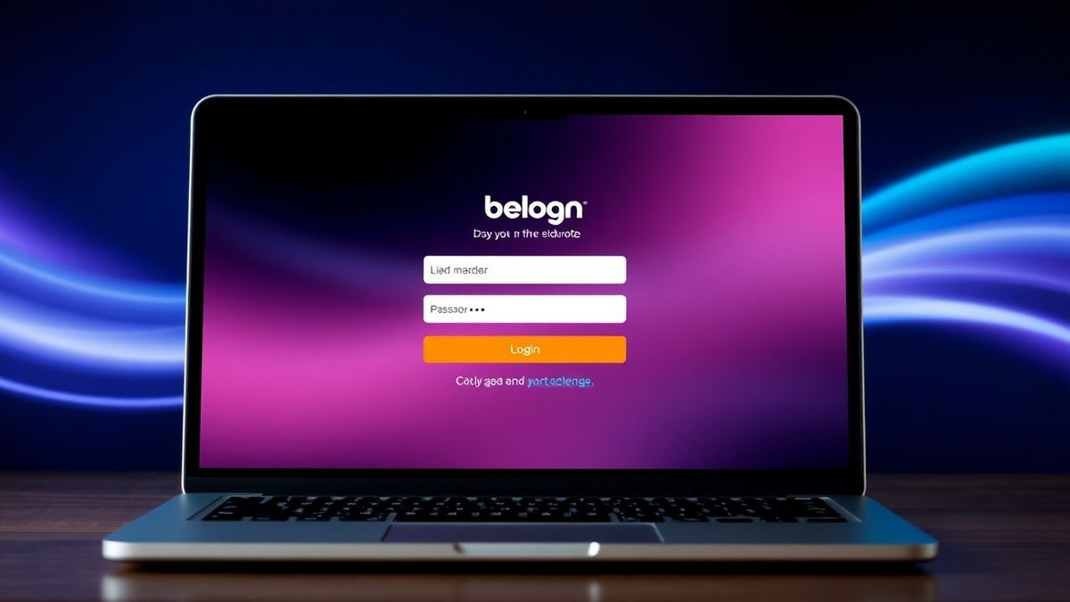 belong modem login screen with username and password fields on a laptop, clean and modern