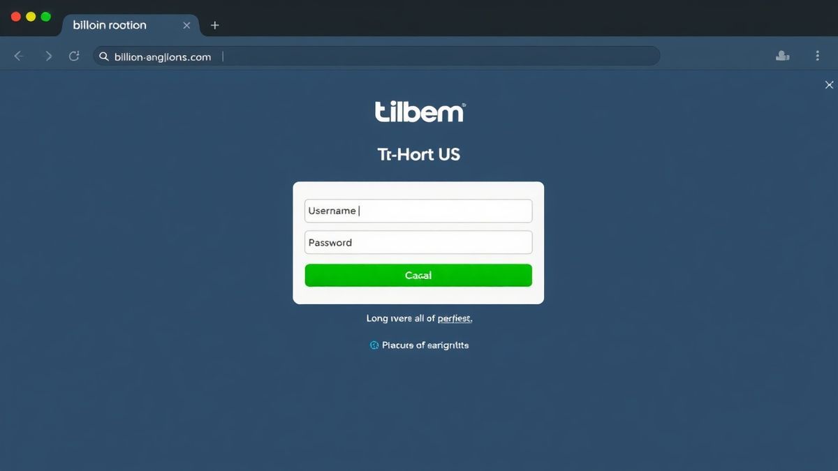 billion router admin login page interface in browser showing username and password fields, clean UI