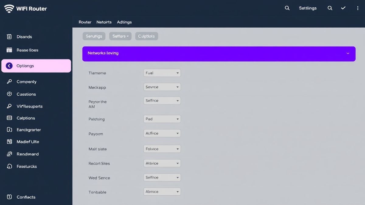 router admin dashboard wifi settings interface, clean and modern design with options for network and security