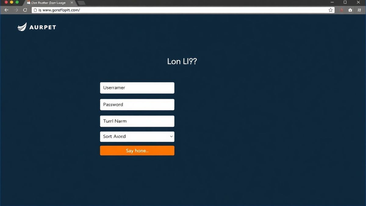 router admin login page interface in browser, clean UI showing fields for username and password