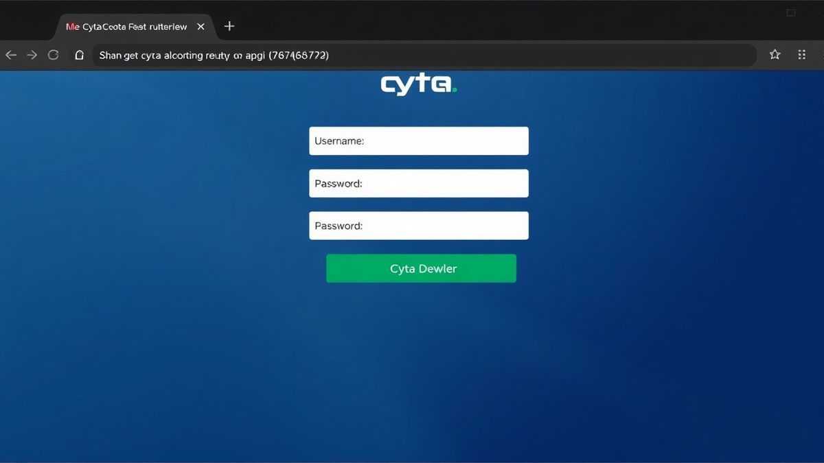 web browser showing the Cyta router login page with fields for username and password, clean and simple UI