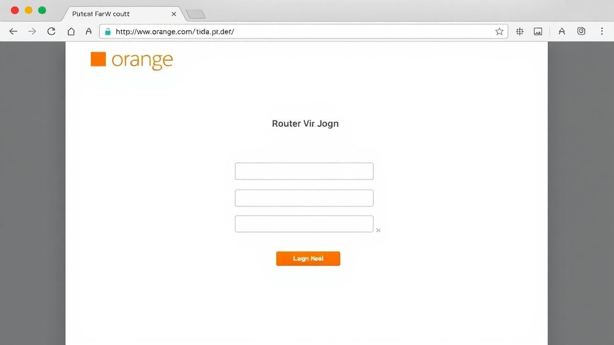Orange DarBox router login page showing username and password fields in a web browser