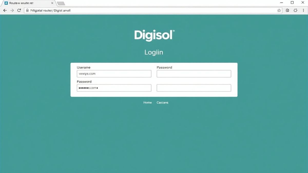 A clean screenshot of a Digisol router admin login page in a browser, showing fields for username and password