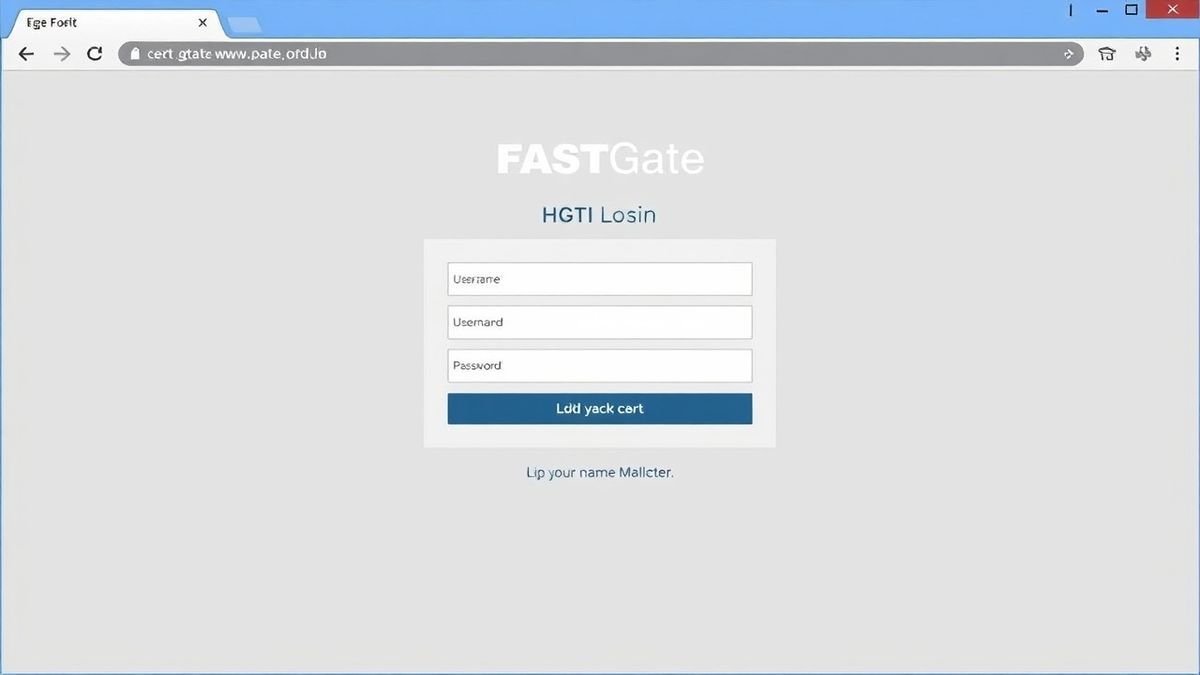 web browser showing FASTGate modem login page with username and password fields