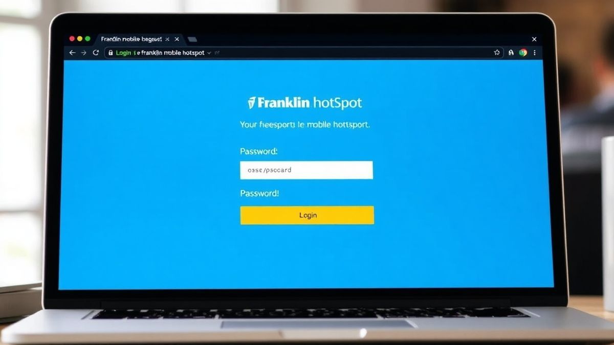 Franklin mobile hotspot login page on a laptop browser showing password field and login button