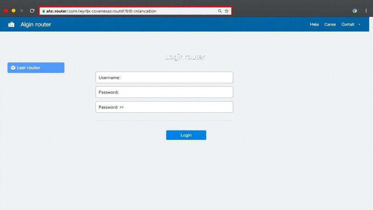 Screenshot of a typical router admin login page with username and password fields, clean interface