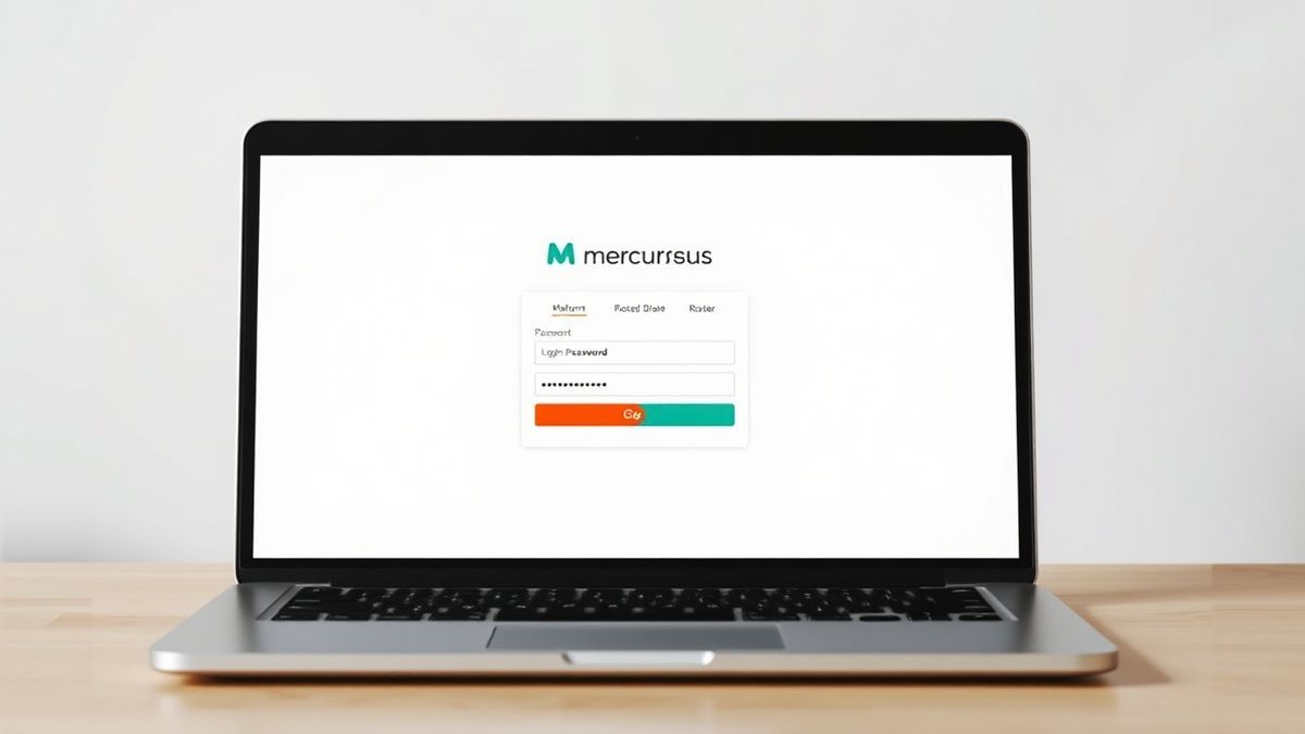mercursys router login page on a laptop screen with password field, clean modern interface