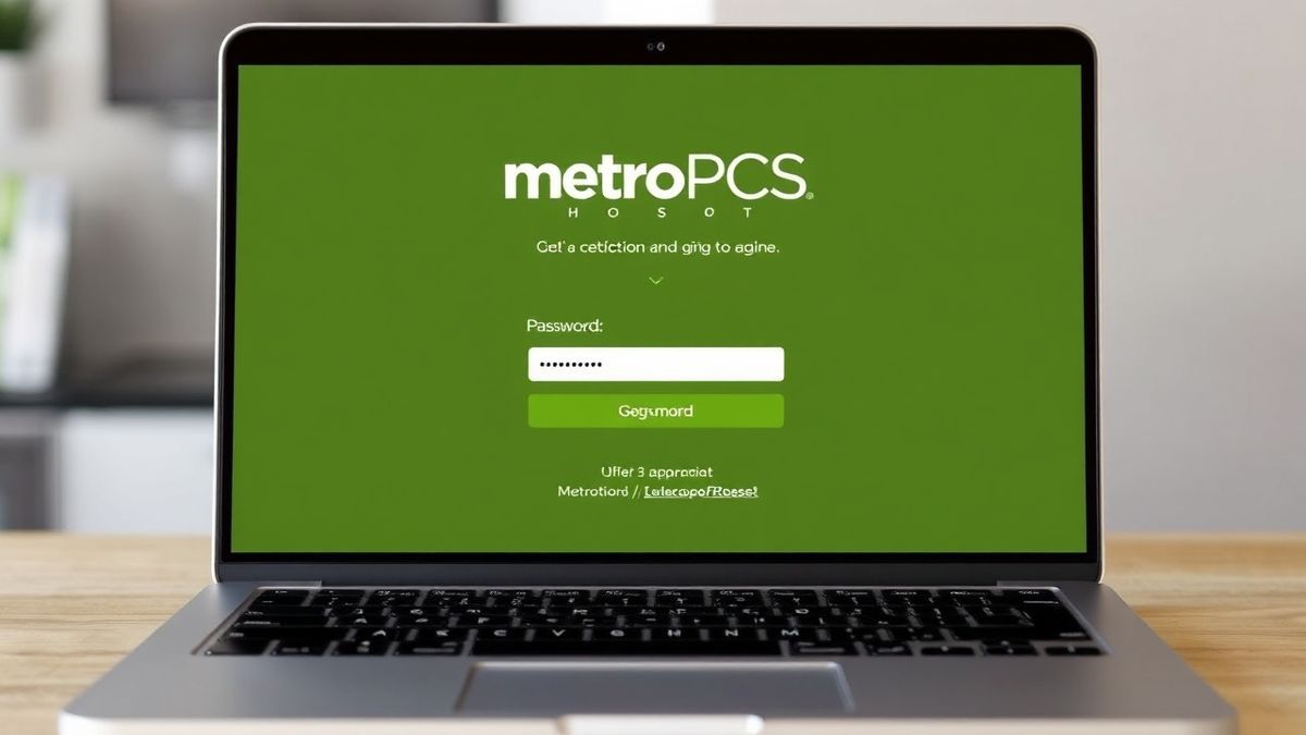 MetroPCS hotspot login interface on a laptop browser showing password field