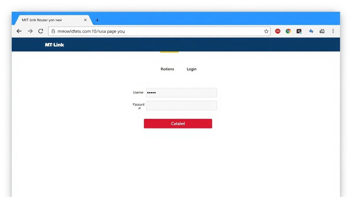 clean browser window showing MT-Link router admin login page with username and password fields
