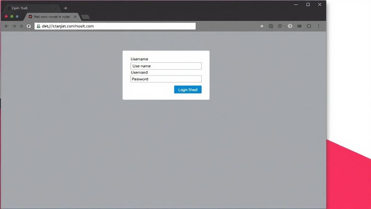 A screenshot of a typical router login page showing username and password fields in a browser window.