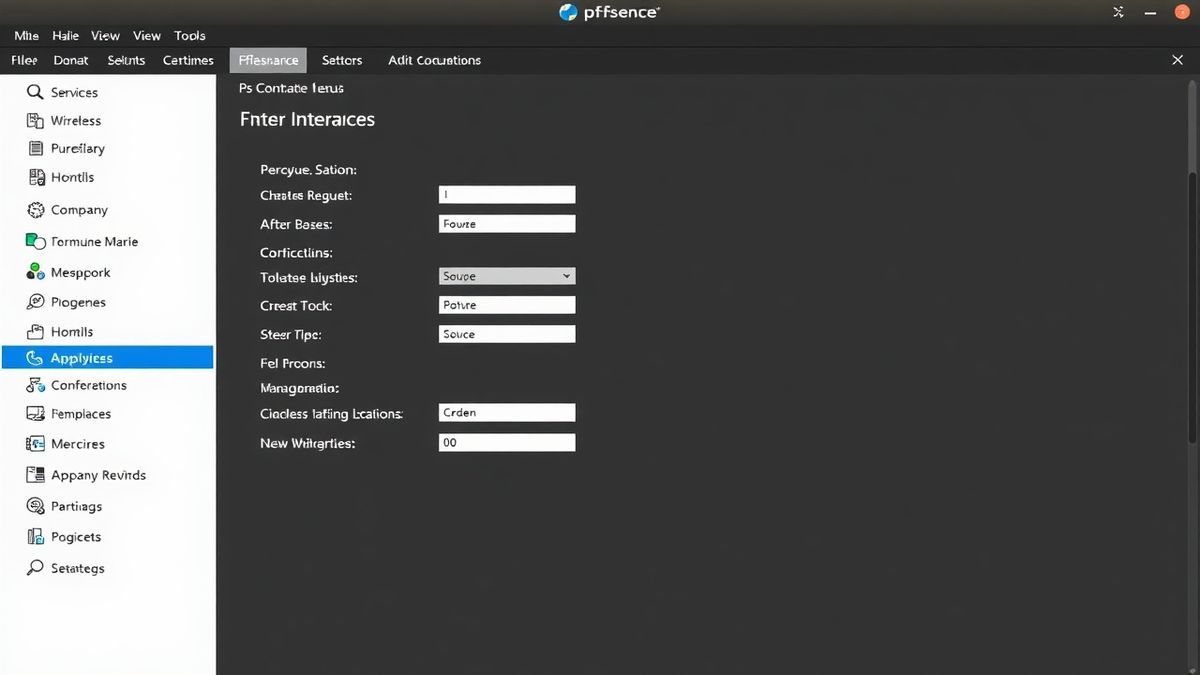 pfSense admin dashboard showing the Interfaces menu and wireless configuration options