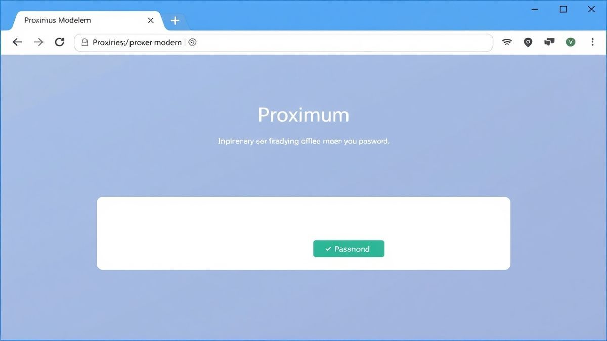 web browser showing the Proximus modem login page with username and password fields, clean and modern UI