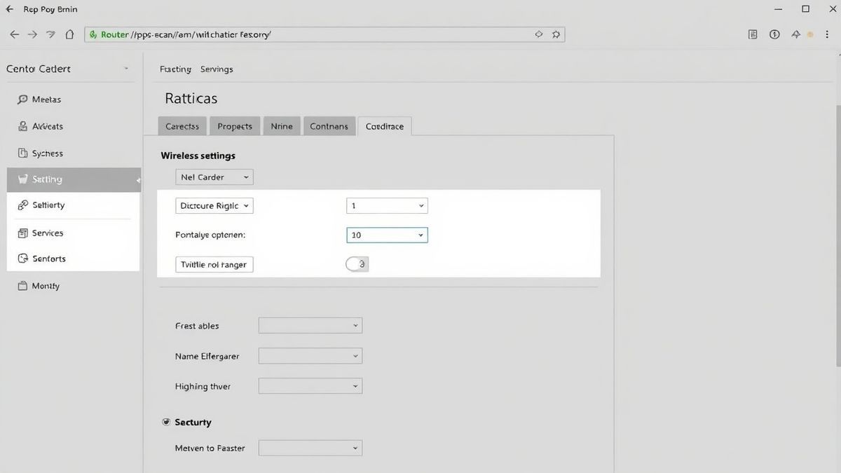 A user's perspective of a router admin dashboard showing wireless settings and security options