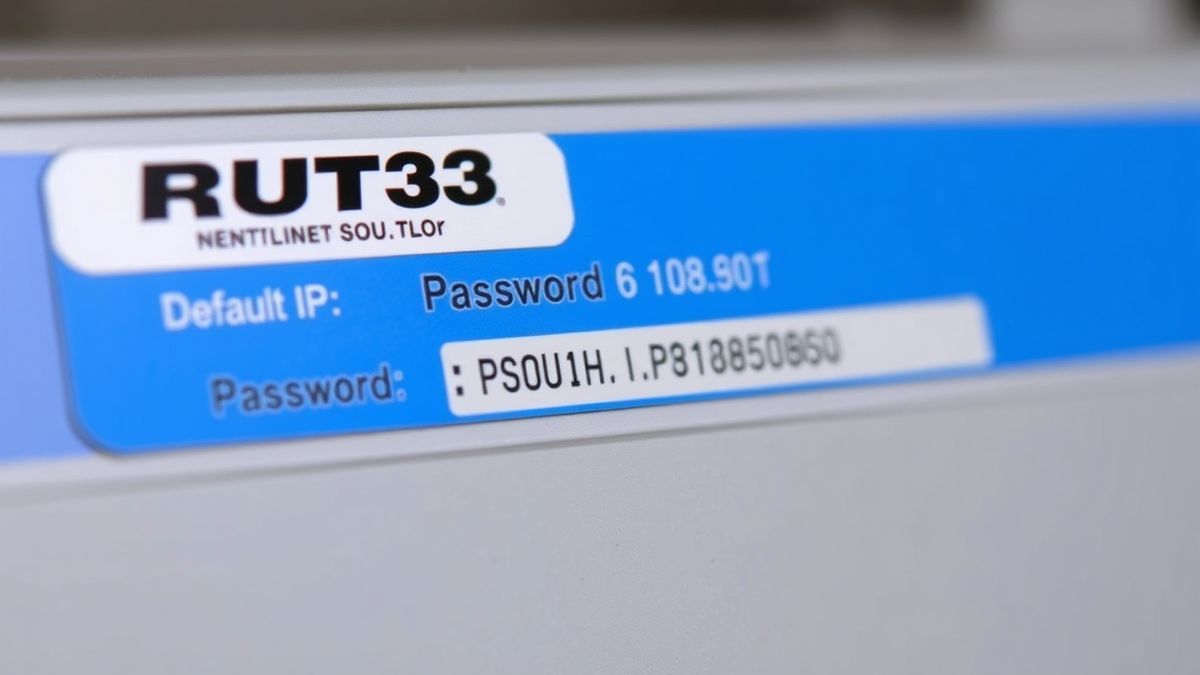 close up of a router sticker showing default IP, username, and password