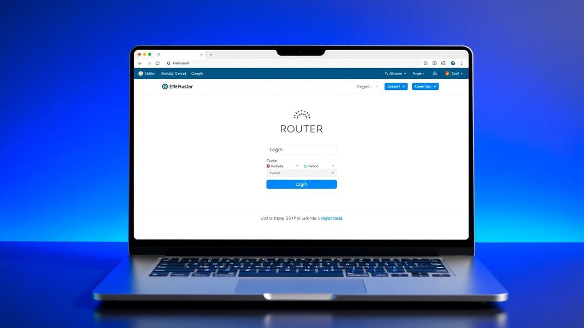 modern router admin login page on a computer screen, sleek design