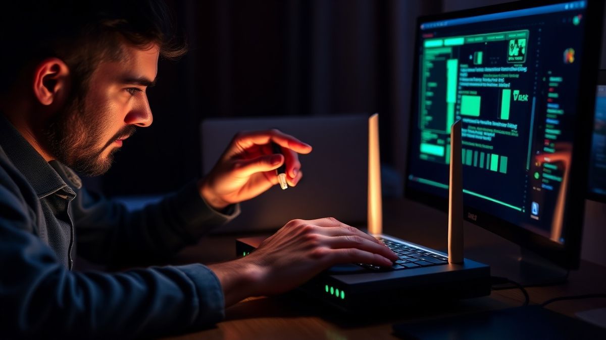 user fixing router connection problem at home