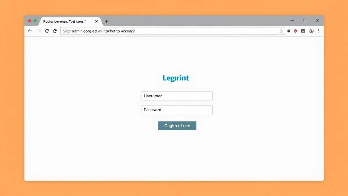 web browser showing router admin login page with username and password fields, clean interface design