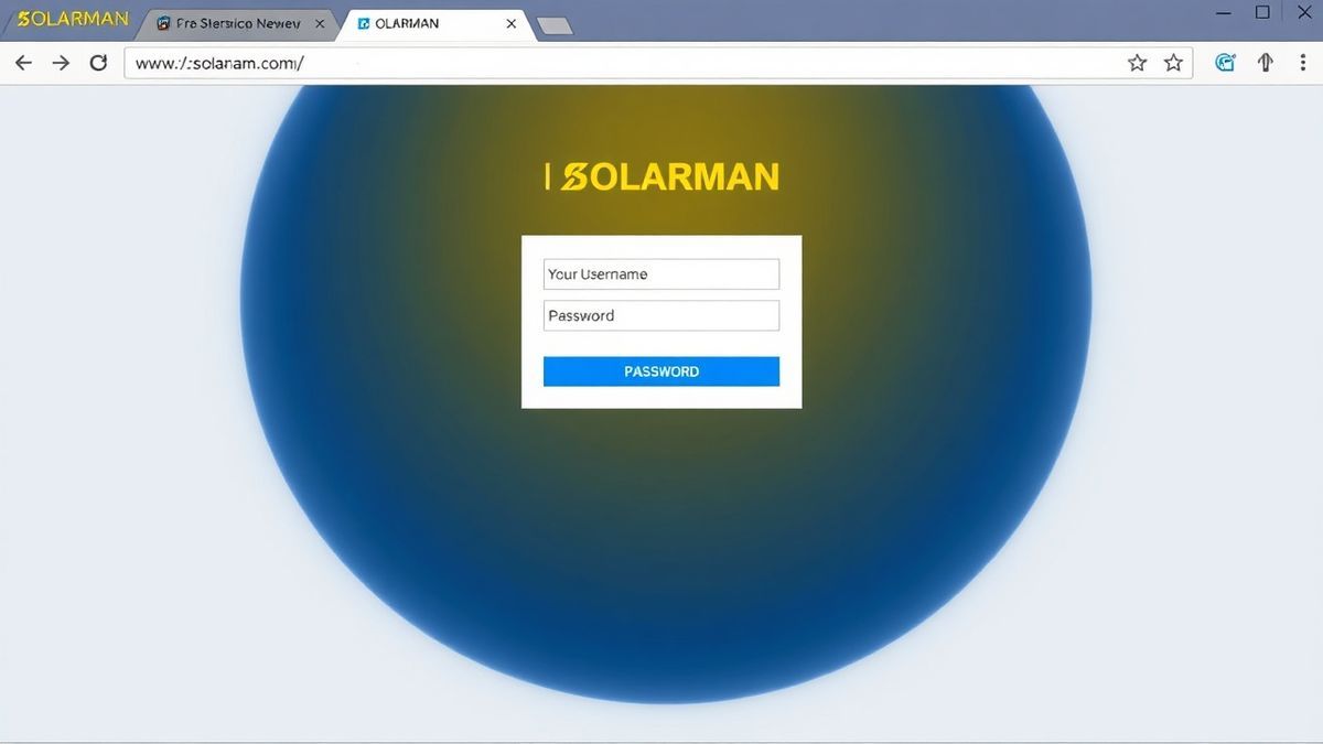 A browser window showing the SOLARMAN login interface with fields for username and password