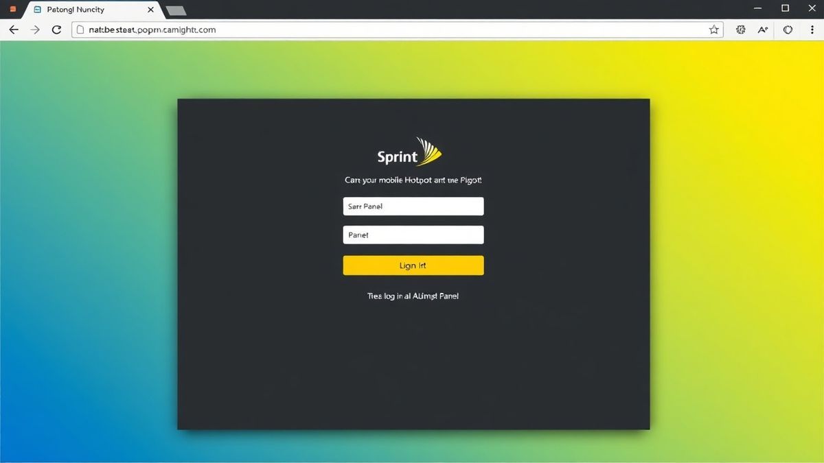 Sprint mobile hotspot login page interface in browser, clean UI showing admin panel