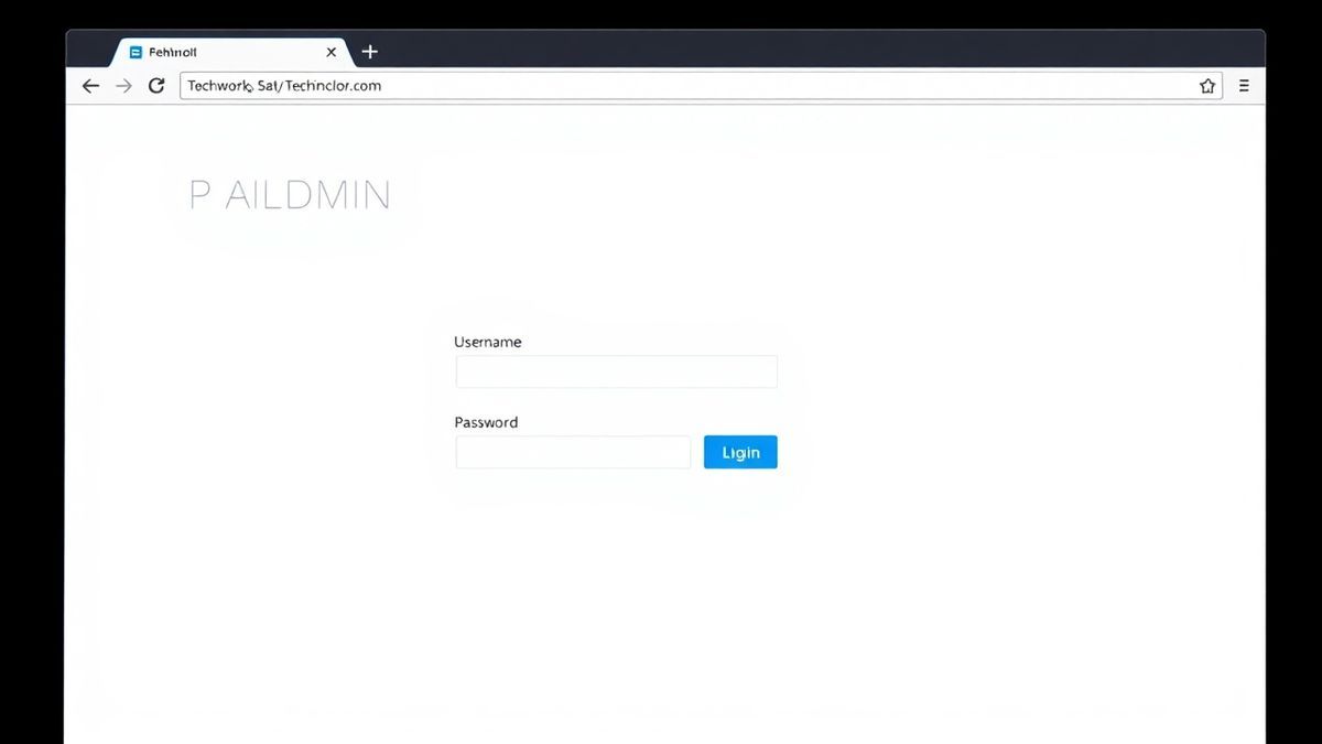 A clean browser window displaying the Technicolor router admin login page, with fields for username and password