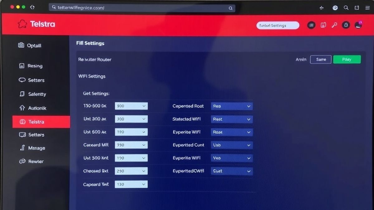 The router admin dashboard for a Telstra Smart Modem, showing the wifi settings interface