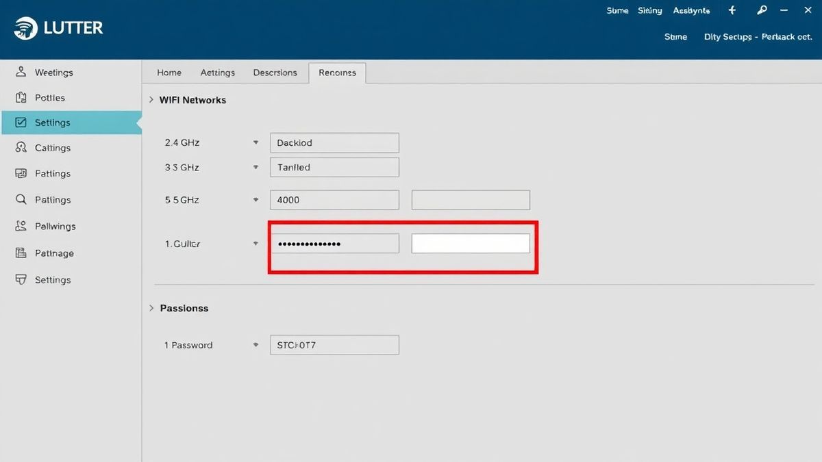 Router admin dashboard showing wireless settings for 2.4GHz and 5GHz networks with options to change WiFi password and SSID