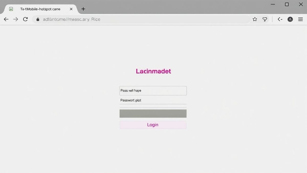 T-Mobile hotspot admin login page interface in a web browser, showing password field and login button