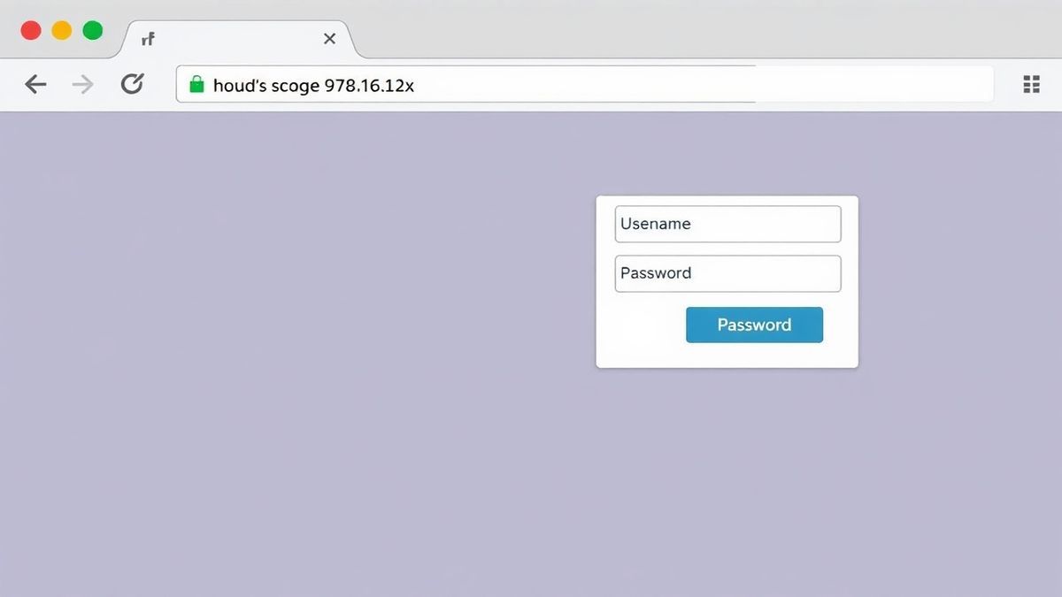 screenshot of a router login page in a web browser with address bar showing a 192.168.x.x IP address and username/password fields