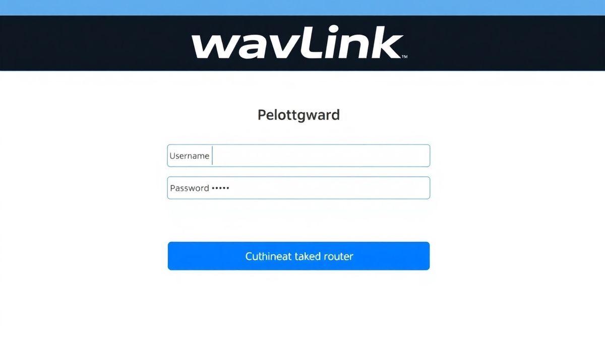 clean screenshot of a Wavlink router admin login page showing username and password fields