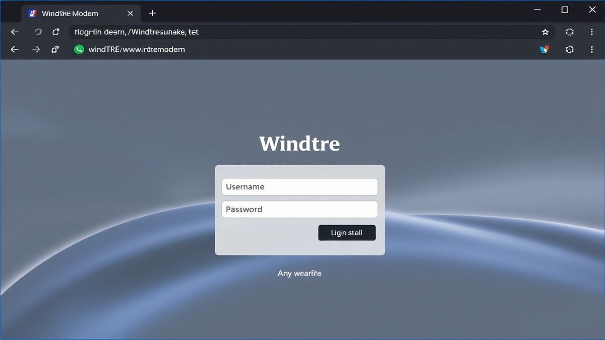 A screenshot of a WINDTRE modem login page on a web browser, showing fields for username and password, with a clean and modern interface.